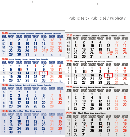 4-Maandskalender 2026 Classic