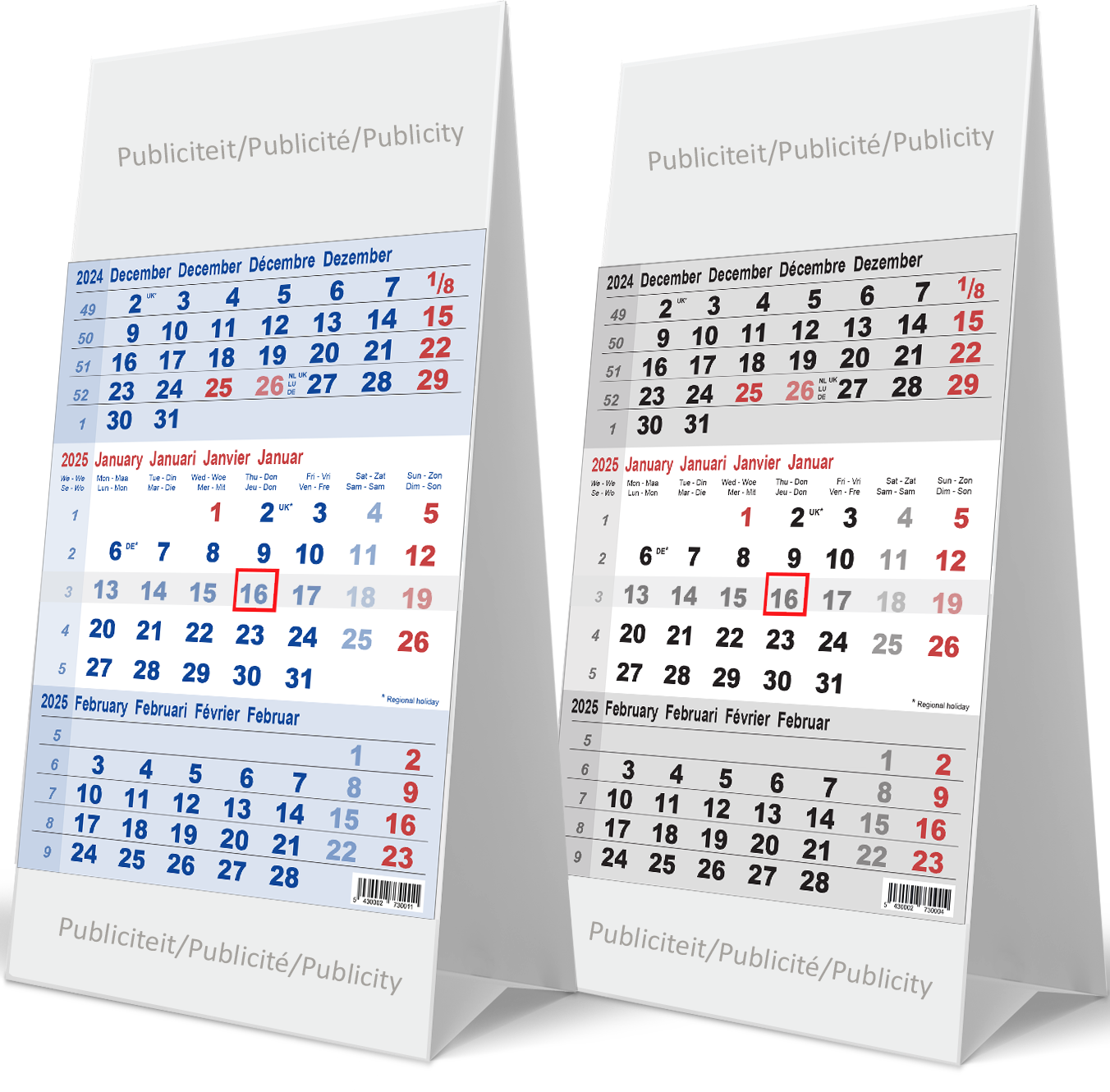Kantoorkalender 2024 3-maand 12p 10x21cm