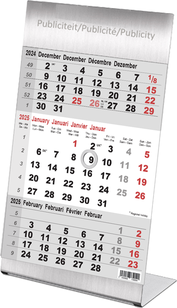 Kantoorkalender 2024 3-maand  Steel 12p 10x21cm