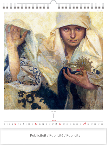 Muurkalender 2025 Alfons Mucha 13p 45x59cm