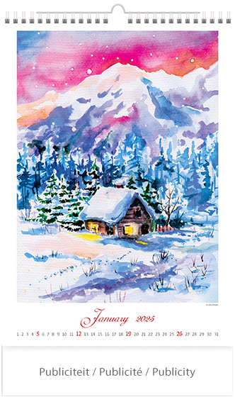 Muurkalender 2025 Aquarelle 13p 31x52cm