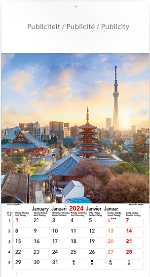 Muurkalender 2024 Architecture & Nature 13p 22x41cm