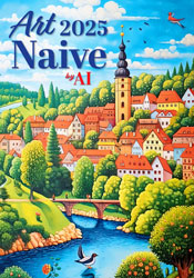 Muurkalender 2025 Art Naive by AI 13p 31x52cm Cover