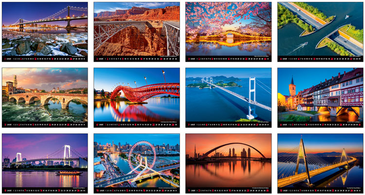 Muurkalender 2024 Bridges 13p 45x38cm Prenten