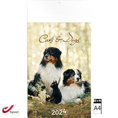Muurkalender 2024 Cats & Dogs 22 x 41