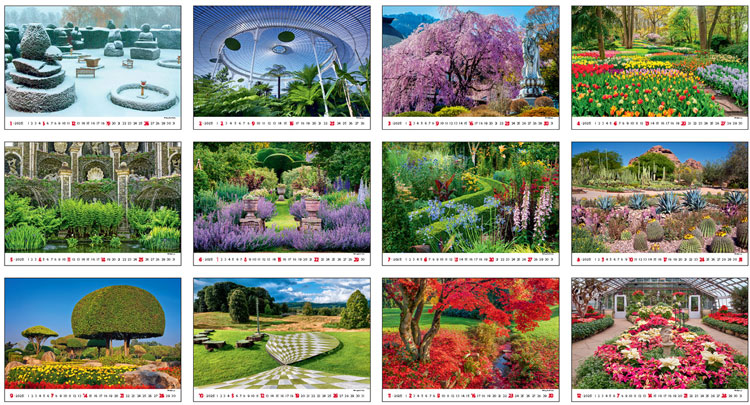 Muurkalender 2025 Gardens 13p 45x38cm Prenten