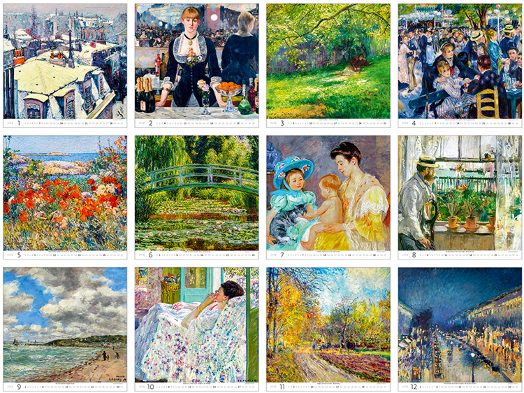 Muurkalender 2024 Impressionism 13p 30x37cm Prenten