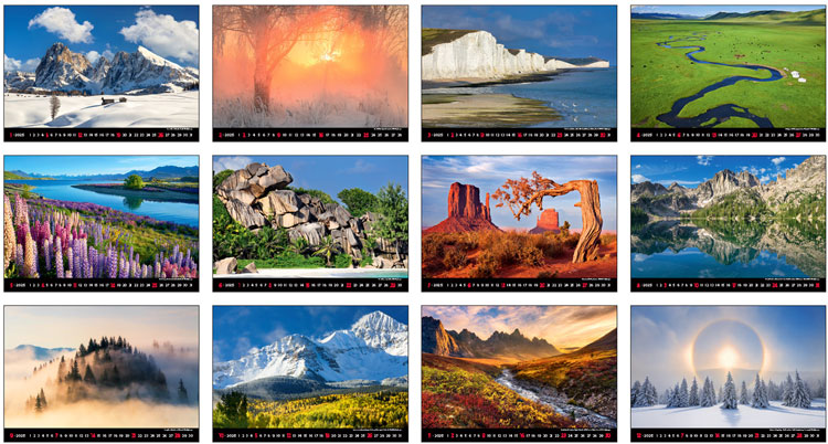 Muurkalender 2024 Landscapes 13p 45x38cm Prenten