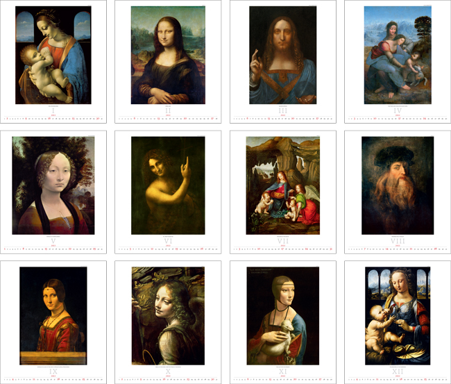 Kunstkalender 2022 Leonardo Da Vinci 13p 45x59cm Prenten