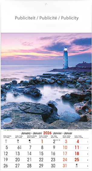 Muurkalender 2026 Lighthouse 13p 22x41cm