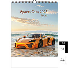 Muurkalender 2025 Sports Cars by AI A4 A3