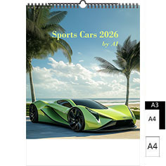 Muurkalender 2025 Sports Cars by AI A4 A3