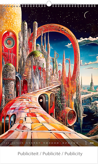 Muurkalender 2026 Surreal New Worlds 13p 33x55cm