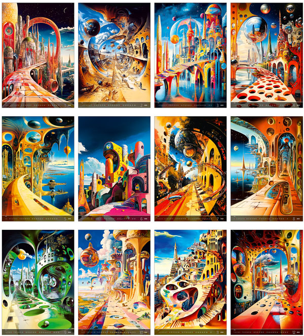 Muurkalender 2026 Surreal New Worlds 13p 33x55cm Prenten