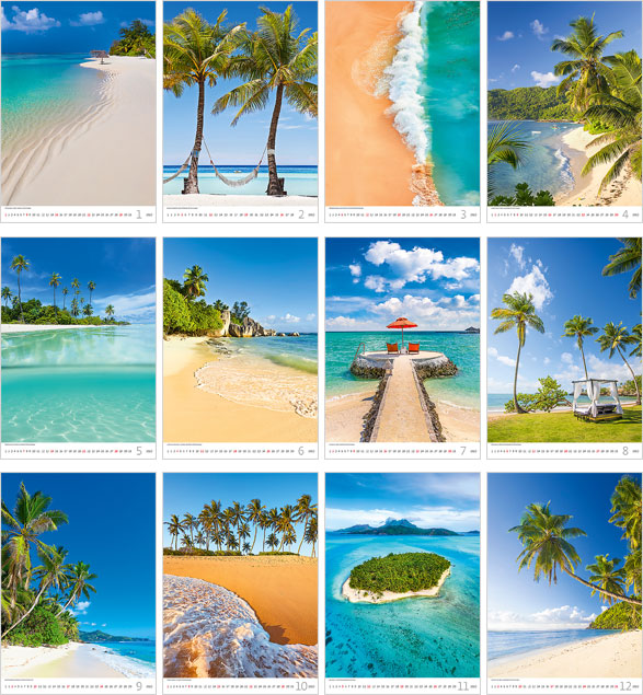 Muurkalender 2023 Tropical Beaches 13p 31x52cm Prenten