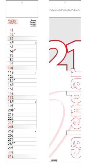Strookkalender 2021 Midi 13p 11x58cm